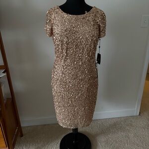 Adrianna Papell Champagne Sequin Mini Dress